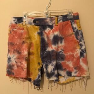 Villain Tie Dye Fringe Hem Shorts